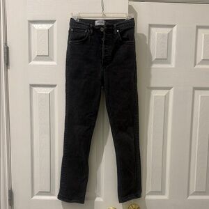 Agolde Riley Charcoal Black High-Rise Slim Jeans
